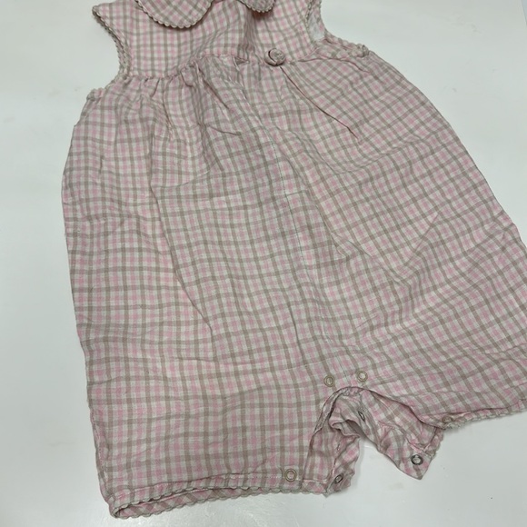 Jacadi Paris Peter Pan collar plaid romper with rosette size 18 months - Picture 2 of 10